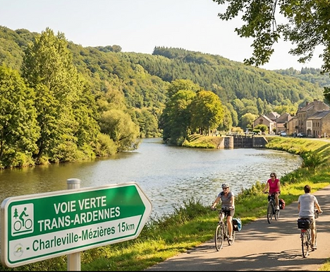 · La Voie Verte Trans-Ardennes : Parfaite pour les amateurs de vélo ou de balades à pied, cette ancienne voie de halage longe la Meuse sur plus de 130 km, offrant des paysages bucoliques et verdoyants au départ du centre-ville.
· Le Mont Olympe : Cet espace de loisirs, à deux pas de la Place Ducale, est idéal pour la détente avec son port fluvial, ses activités nautiques et son parc.