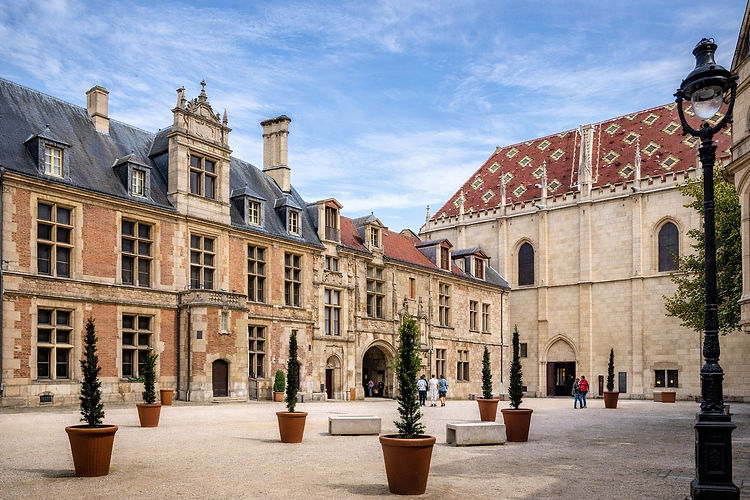 Le cœur de Sens, ceinturé par de grands boulevards ombragés qui ont remplacé les anciens remparts médiévaux, invite à une promenade bucolique à travers les siècles.
La Maison d’Abraham (XVIe Siècle) : Située à l'angle de la rue de la République et de la rue Jean Cousin, cette somptueuse demeure à colombages est le joyau civil de la ville. Son poteau cornier en bois de chêne est entièrement sculpté d'un arbre de Jessé représentant la généalogie du Christ, une prouesse d'artisanat d'art de la Renaissance.
Le Labyrinthe des Hôtels Particuliers : En arpentant les rues pavées, le visiteur découvre de magnifiques demeures bourgeoises des XVIIe et XVIIIe siècles, en briques et pierres de tuffeau, dotées de lourdes portes cochères en fer forgé qui s'ouvrent sur de secrets jardins d'hiver.
Le Marché Couvert (La Halle Baltard) : Face à la cathédrale, cette superbe halle de style Baltard du XIXe siècle, mêlant la fonte, la brique et le verre, s'anime chaque semaine. C'est le cœur vibrant de la convivialité sénonaise, où les producteurs locaux partagent l'amour de leur terroir.
