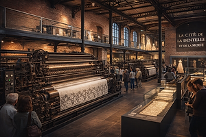 Calais is the world capital of Leavers lace. This exceptional craftsmanship is the beating heart of the local identity.
The City of Lace and Fashion: Housed in a former 19th-century factory, this museum traces the technical and artistic history of this precious fabric.
The Art of Craftsmanship: Here you can see the immense cast-iron looms in operation, their rhythmic clatter the historic sound of the city.
The Excellence of Haute Couture: Calais lace still adorns the world's greatest designers today, from Chanel to Dior, perpetuating an unparalleled tradition of luxury.