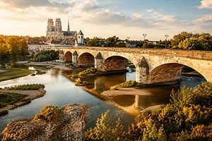 In the 18th century, Orléans was the main port supplying Paris via the Loire River and its canals. Today, the riverbanks have regained their vibrancy and their role as leisure destinations.
The Redeveloped Quays: The former unloading quays (Quai du Châtelet, Quai de la Poterne) are now a popular spot for walkers, cyclists on the "Loire à Vélo" route, and outdoor cafés during the warmer months.
The Loire River Boats and the Place de Loire: Replicas of traditional flat-bottomed boats (toues, barges, futreaux) are moored along the banks, maintained by associations of enthusiasts who keep the art of river navigation alive.
The Loire Festival: This is the largest gathering of riverboats in Europe. Every two years in September, Orléans welcomes over 200 traditional boats, hundreds of boatmen, demonstrations of boat handling, concerts, and food stalls celebrating river culture.
The Bridges of Orléans: The Pont Royal (Pont George V), built in the 18th century, offers a majestic view of the city's riverfront, while the ultra-modern Pont de l'Europe, designed by architect Santiago Calatrava, adds a touch of contemporary boldness to the west of the city.