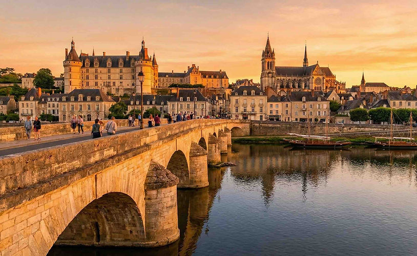 Blois is also about the gentle charm of the Loire Valley. A stroll across the Jacques-Gabriel Bridge offers breathtaking views of the city, especially at sunset when the tufa stone glows with golden hues.
The royal river is the lifeblood of Blois, offering ever-changing landscapes recognized as a UNESCO World Heritage Site.
The Bishop's Gardens: Located behind Saint-Louis Cathedral, these terraced gardens offer one of the most beautiful viewpoints overlooking the Loire and the slate roofs of the old town.
The Rose Garden: At the foot of the Town Hall, it invites you to a fragrant respite with hundreds of rose varieties overlooking the river.
A Boat Trip on a Traditional Wooden Boat: Embark on a traditional wooden boat to discover the Loire's flora and fauna at the gentle pace of the current.