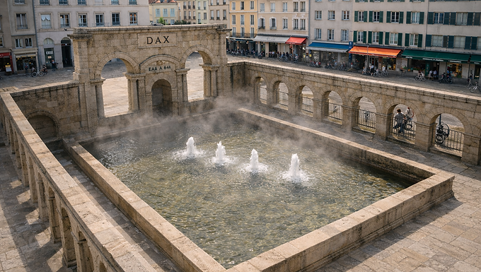 Si l'eau calme les corps, la fête enflamme les esprits. Dax est une terre de passions taurines et festives. Ses Arènes, immenses et blanchies à la chaux, sont le temple de la Course Landaise (sport traditionnel où l'on défie la vache sans la tuer) et de la corrida. Lors de la célèbre Feria d'Août, la ville se drape de rouge et de blanc. Des centaines de milliers de « festayres » envahissent les rues au son des bandas, transformant la cité en une immense célébration de la joie, de la musique et de la gastronomie gasconne.