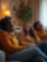 A-group-of-friends-laughing-together-in-a-cozy-living-room-environment-with-warm-lighting.