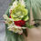Thumbnail: Lime and crimson flower arrangement 
