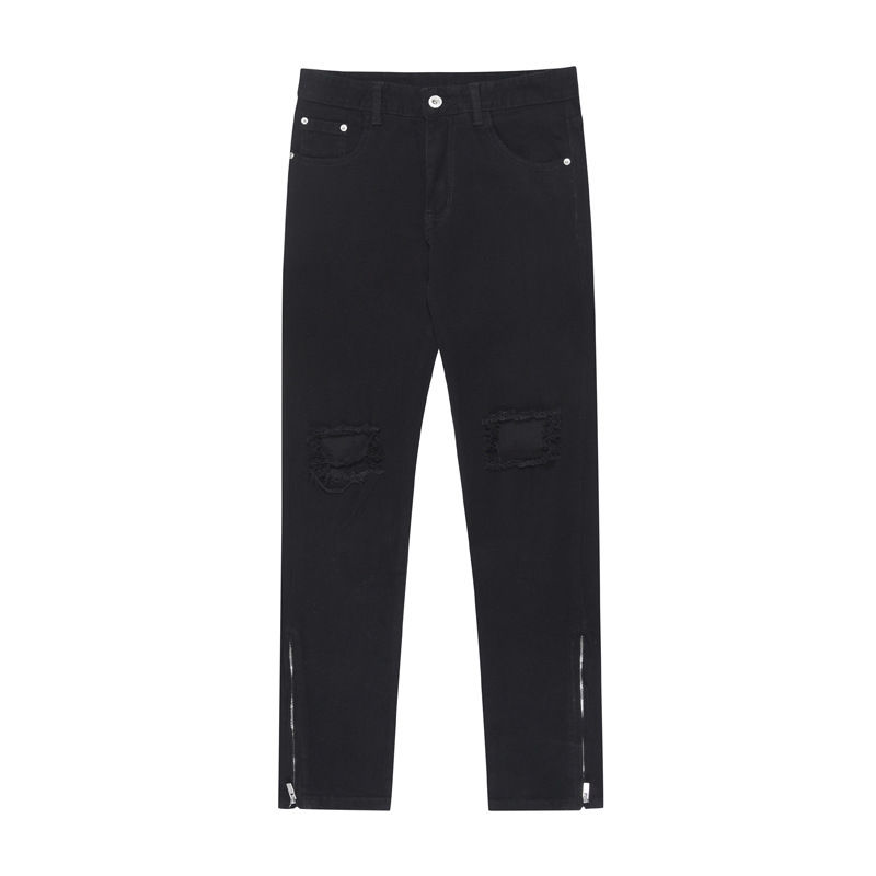 Thumbnail: High Street Zipper Flared Ripped Black Jeans