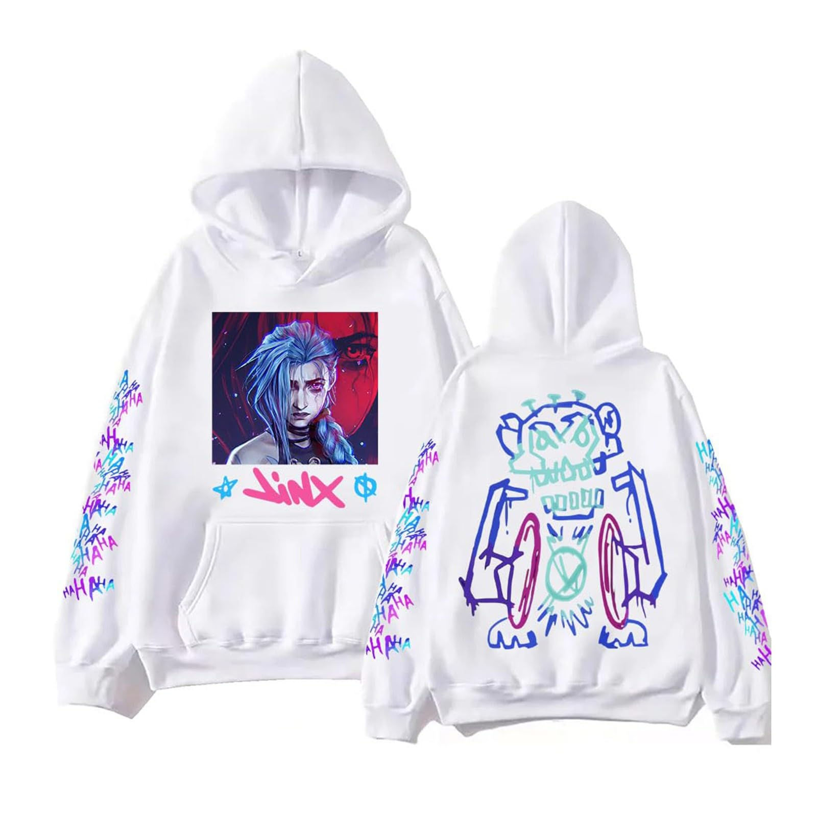Arcane-Jinxs Hoodie Unisex Oversized Long Sleeve Sweatshirts with Pocket Casual 