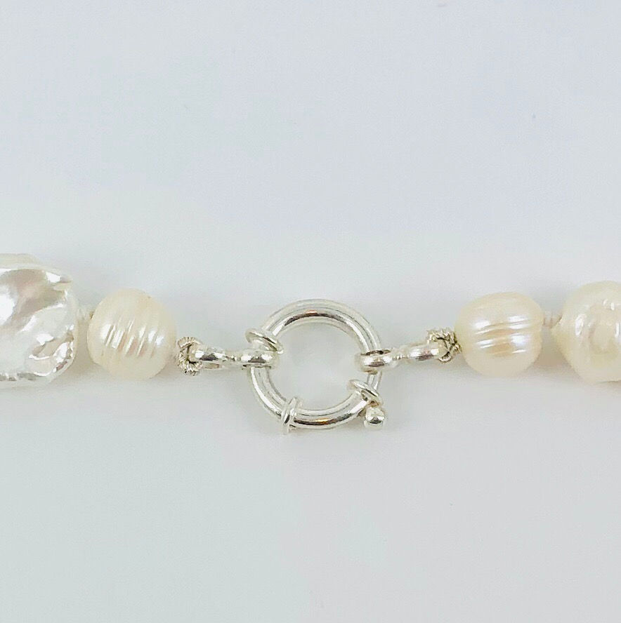 Thumbnail: Pearl and multi gemstone necklace