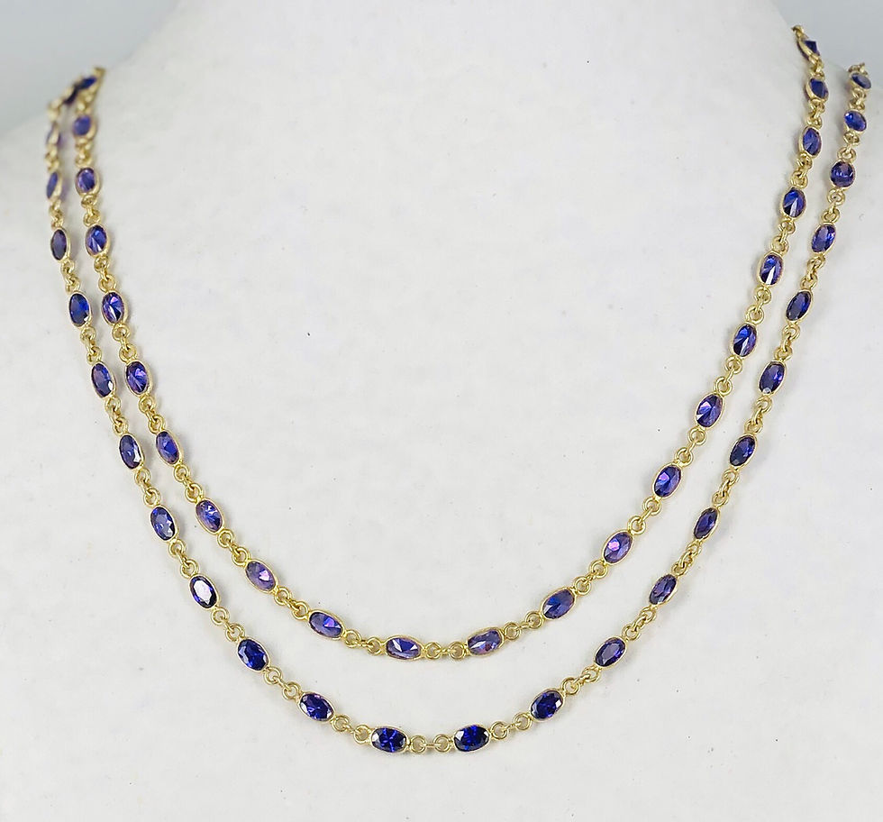 Thumbnail: Purple amethyst gold double strand necklace