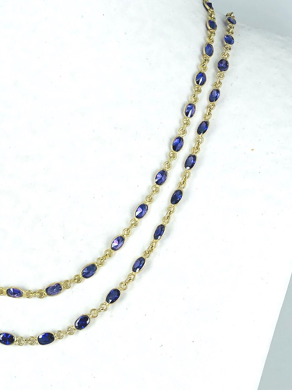 Thumbnail: Purple amethyst gold double strand necklace
