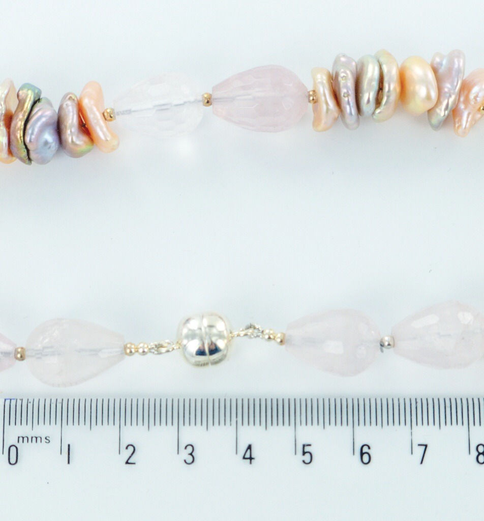 Thumbnail: Rose quartz keshi pearl necklace