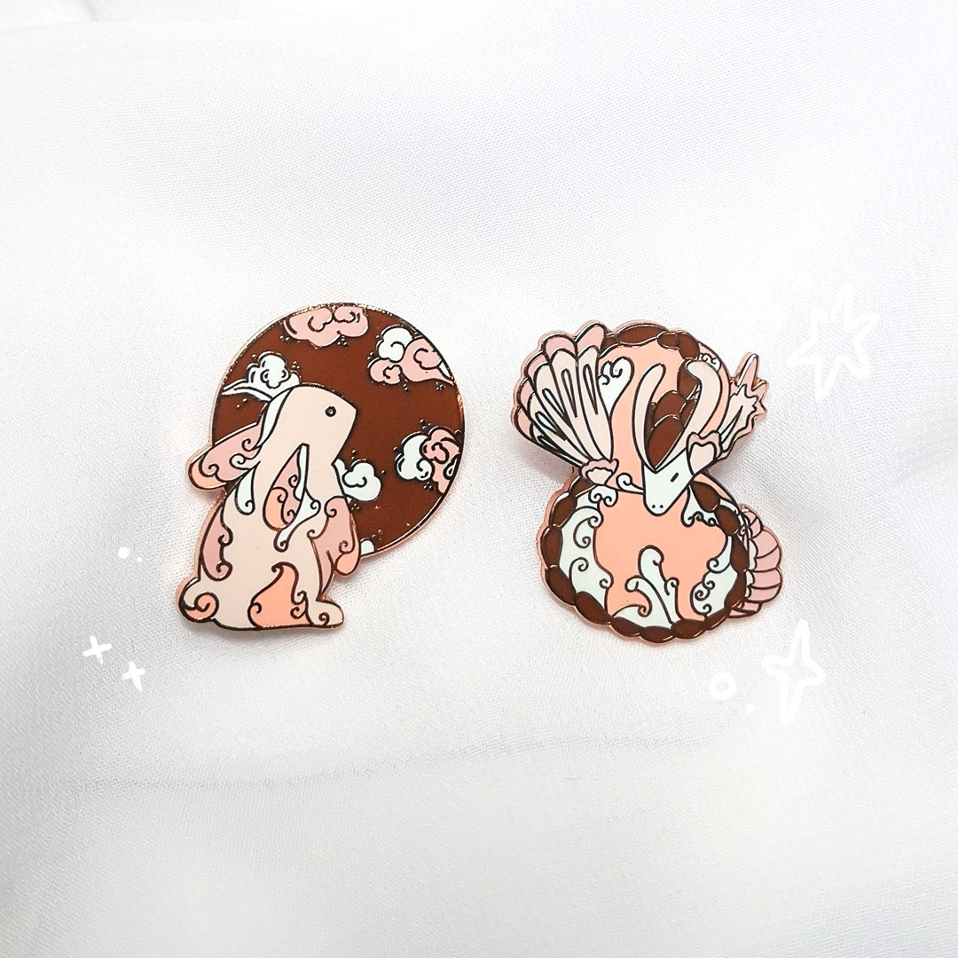 cloud animal enamel pin set