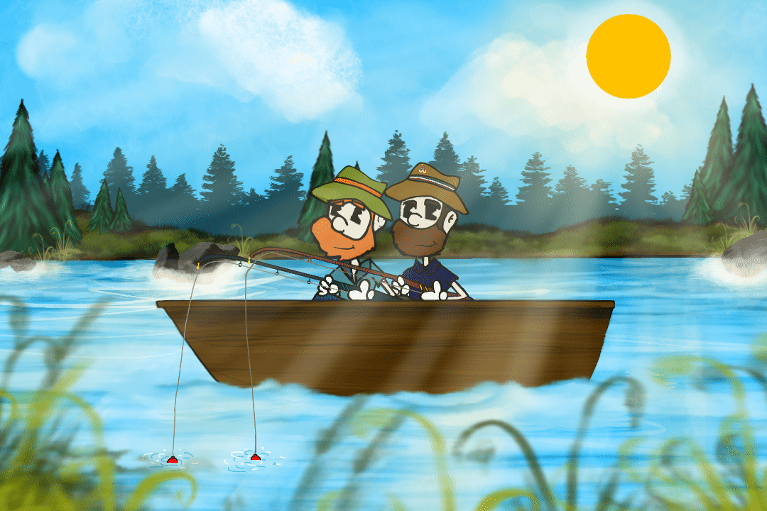 Alex and Dave are fishin' up some new ideas for season 2 of Camp Nostalgic: Saturday Morning.
(And I've been doodlin' up some new stuff too. 😉)