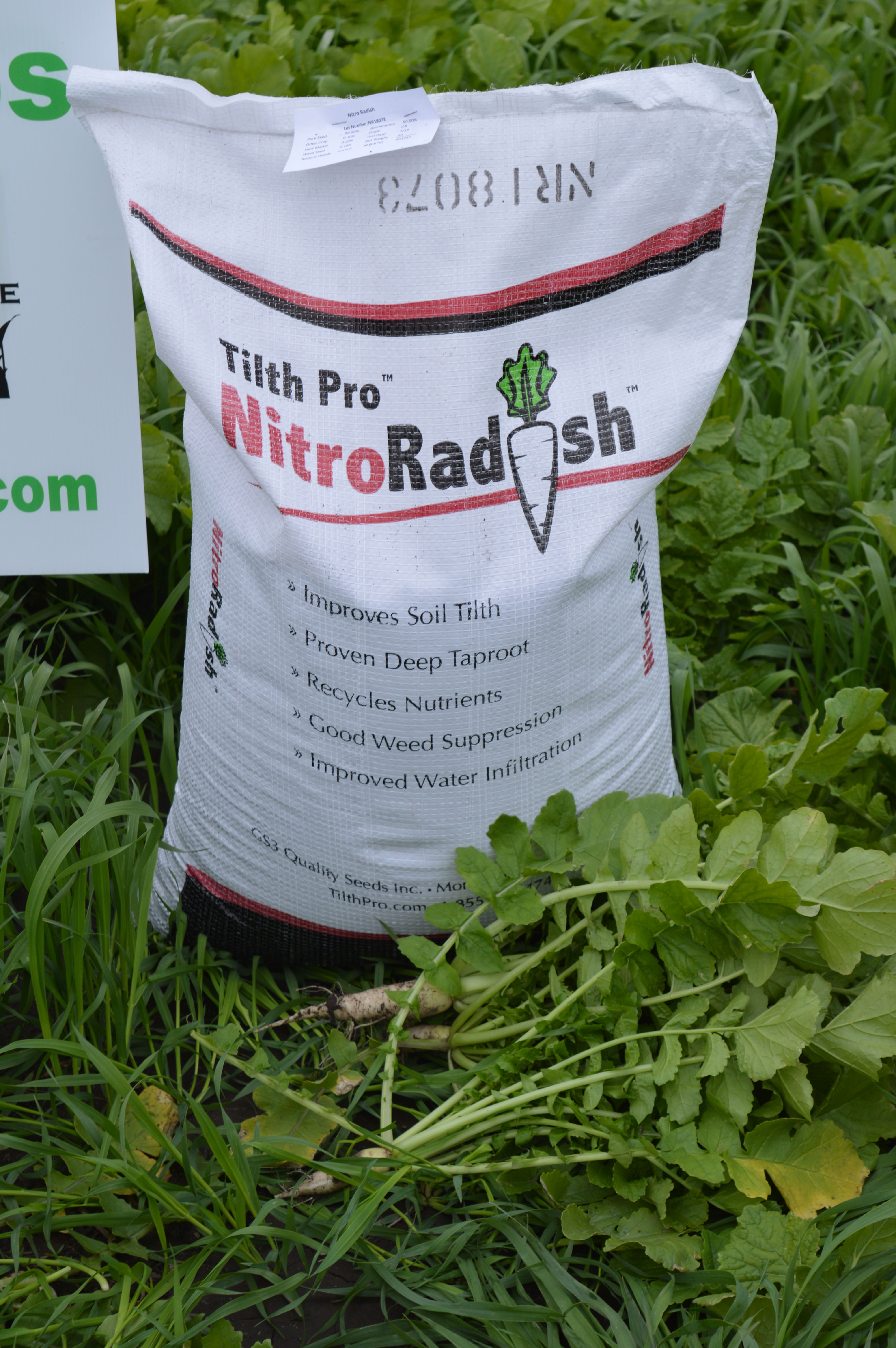 NitroRadish product bag and harvested radishes