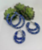 Chunky Glitter Hoops - Cobalt Blue and Silver