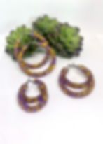 Chunky Glitter Hoops -Purple and Gold