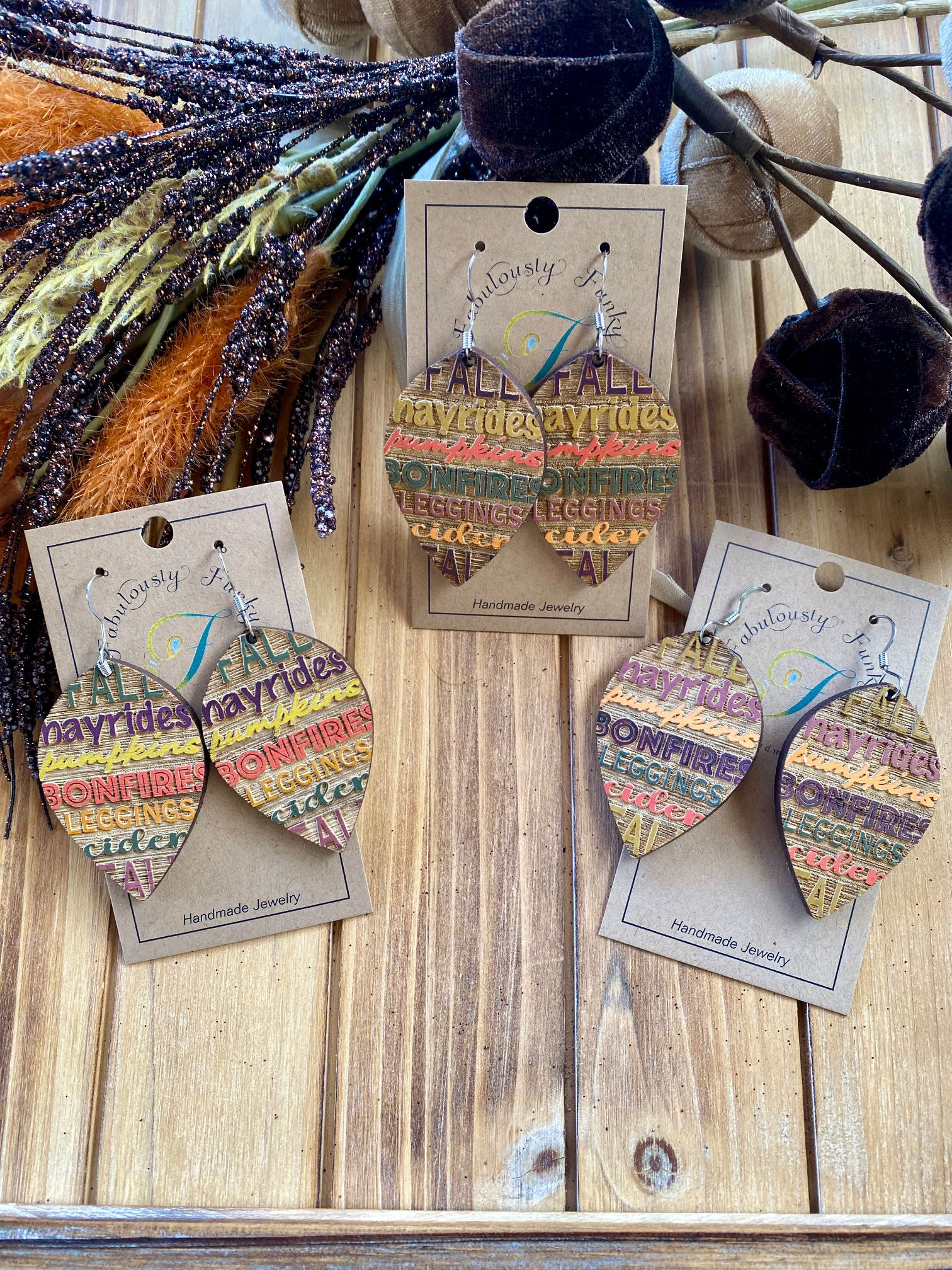 Autumn Harvest Wood Earrings