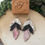Thumbnail: Pink, Black and Floral Split Petal Earrings
