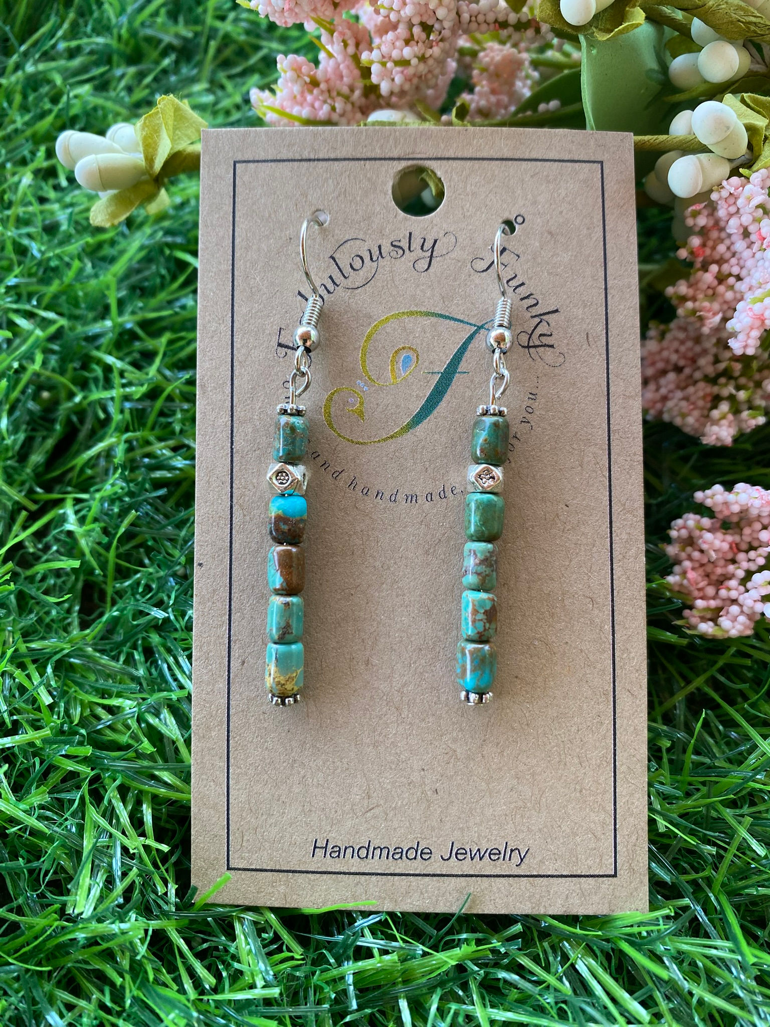 Turquoise Barrel Drop Earrings