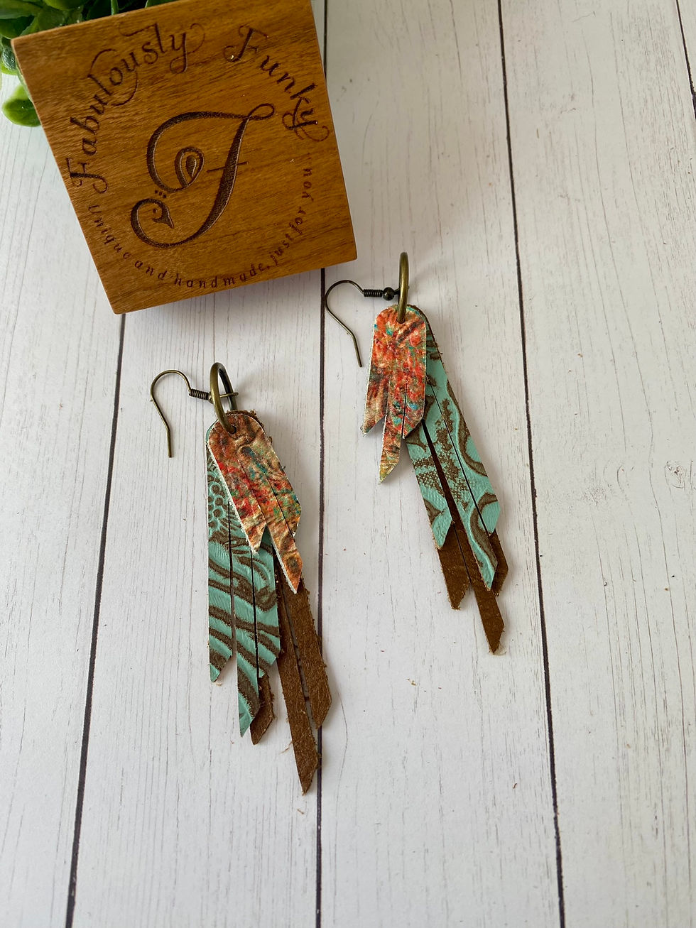 Mexican Fiesta with Teal and Brown Fringe Earrings
