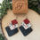 Thumbnail: Red and Black Baseball Chevron Tri Colored Earrings