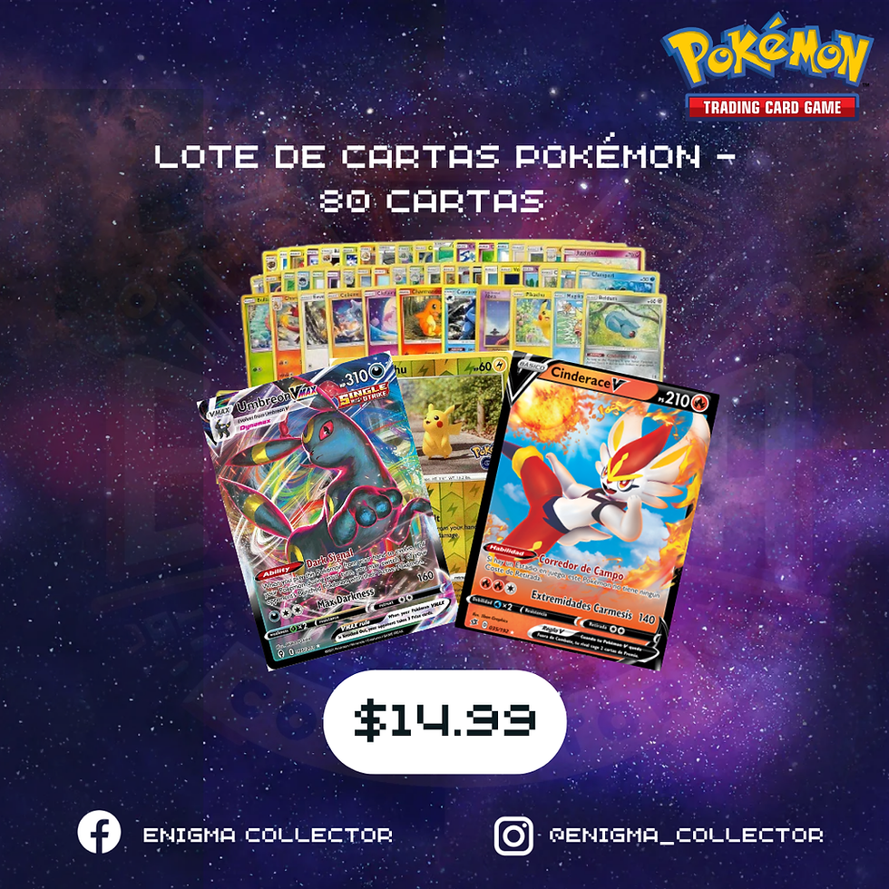 Lote de Cartas Pokemon - 80 cartas