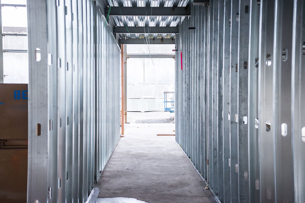 Interior framing and pre-coordinated wall layout before drywall installation in a Los Angeles luxury home