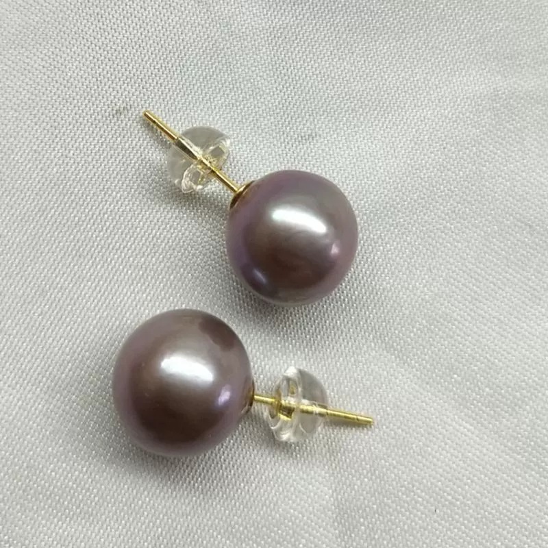 Moonlit Grace Lavender Near-Round Freshwater Pearl Stud Earrings