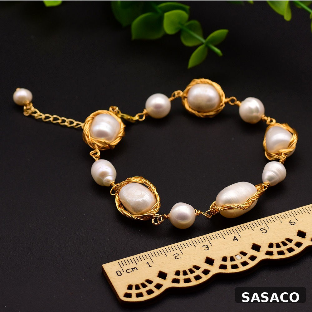 SASACO Golden Rose Freshwater Pearl Bracelet image 1