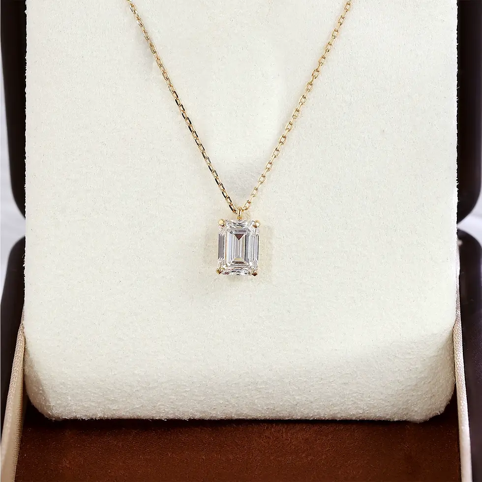 2ct Emerald-Cut Lab-Grown Diamond Necklace in 18K Gold