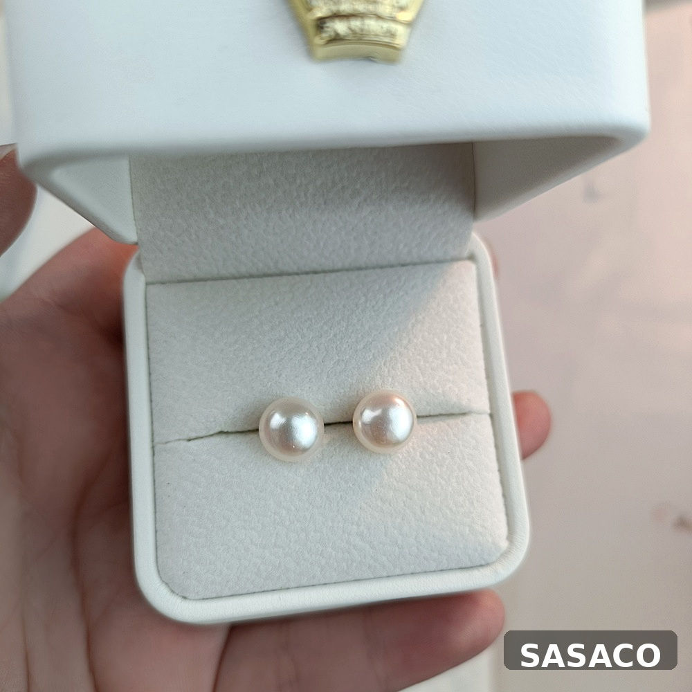 SASACO Classic Lustre Pearl Stud Earrings