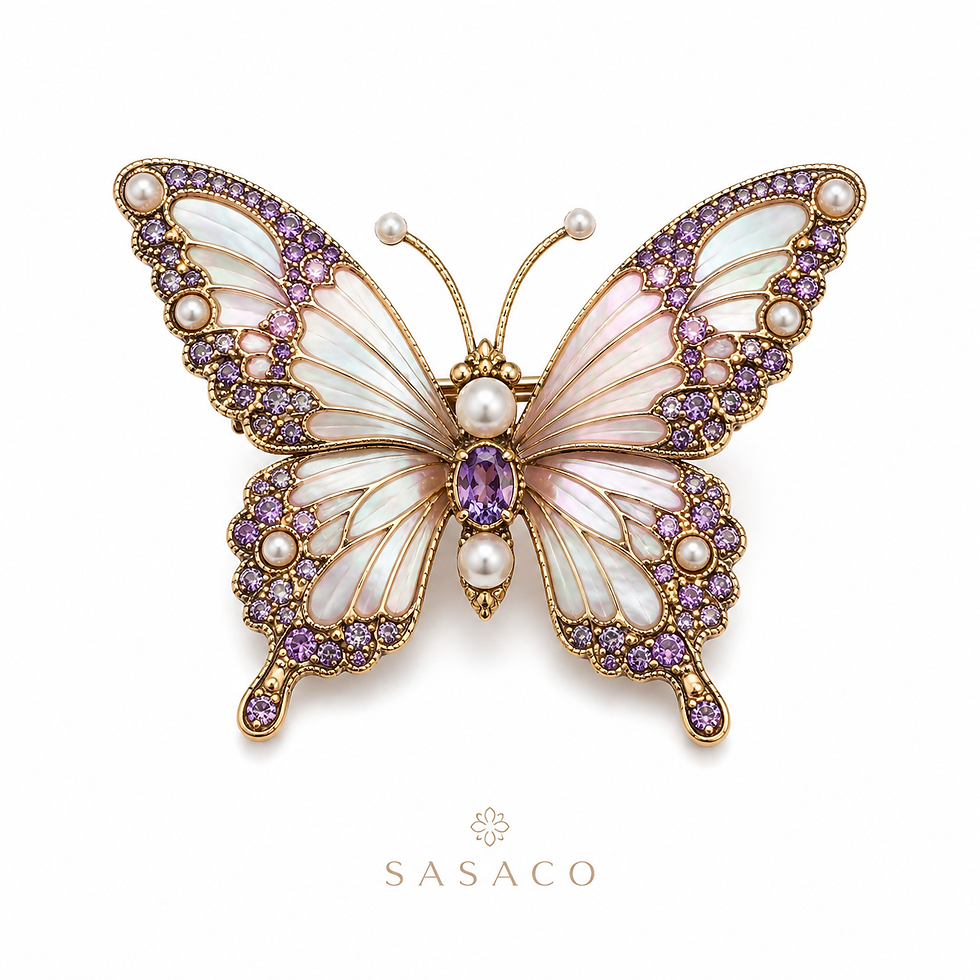 Vintage Turquoise Floral Pearl Brooch - SASACO Pearl Jewellery