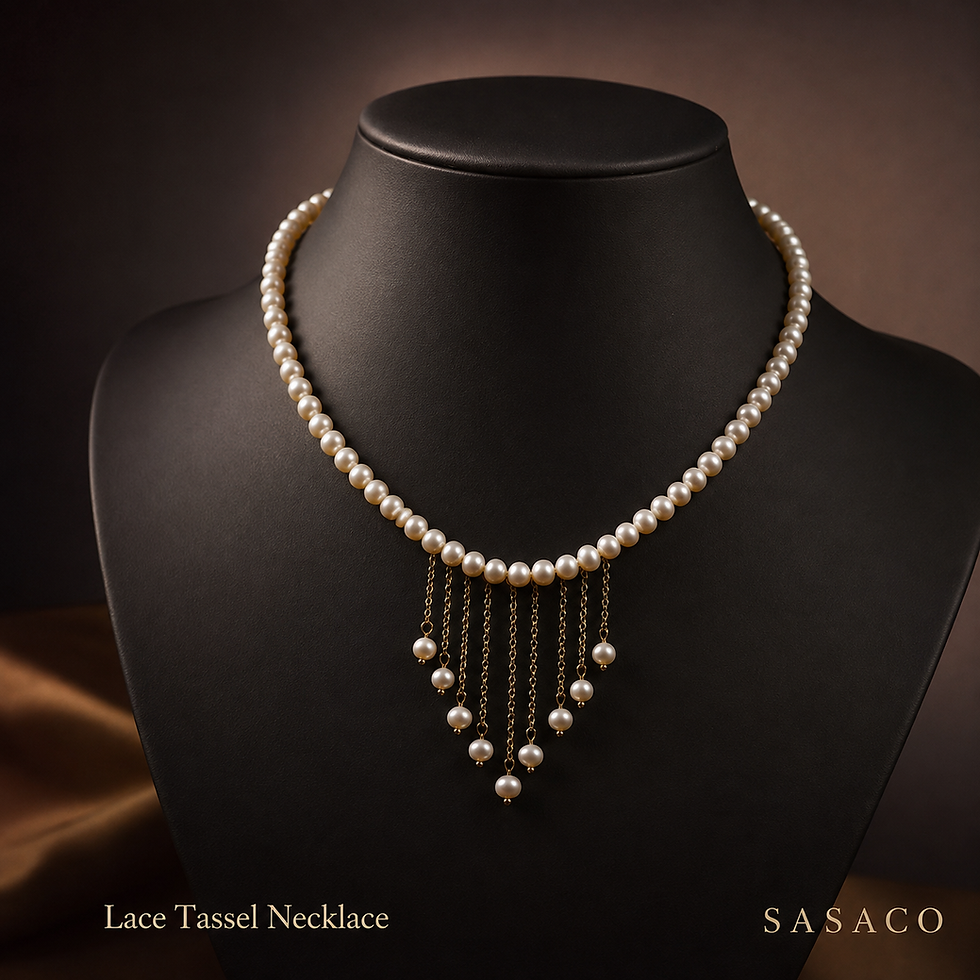 SASACO Pearl Tassel Collar Necklace