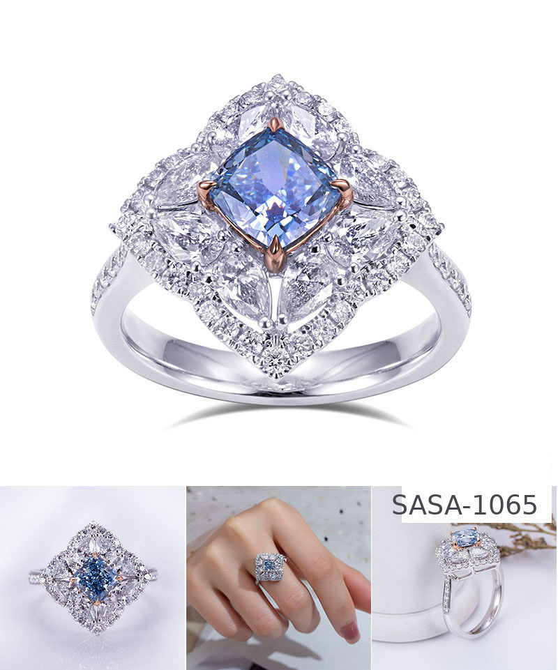 Blue Heart Lab-Grown Diamond Crown Ring