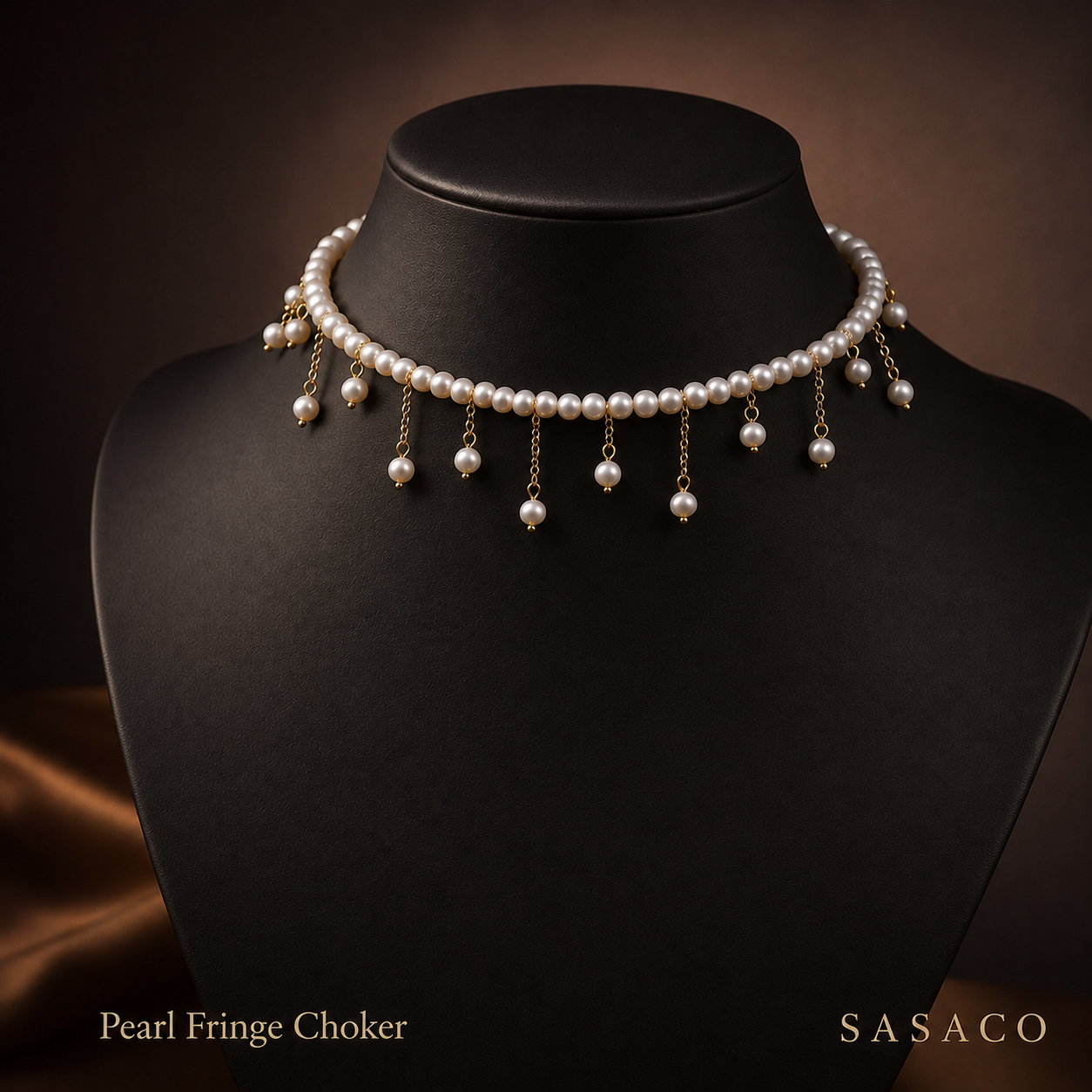 SASACO Pearl Cascade Drop Necklace