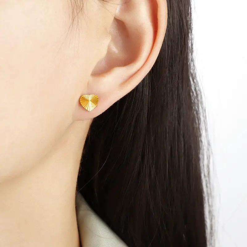 Textured Heart Stud Earrings