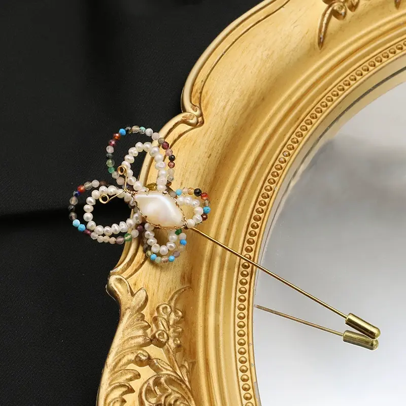Handcrafted Baroque Pearl Butterfly Brooch