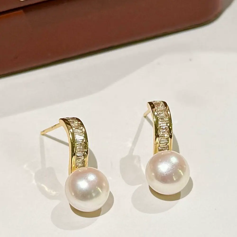 Moonlit Grace Button Pearl Freshwater Pearl Stud Earrings