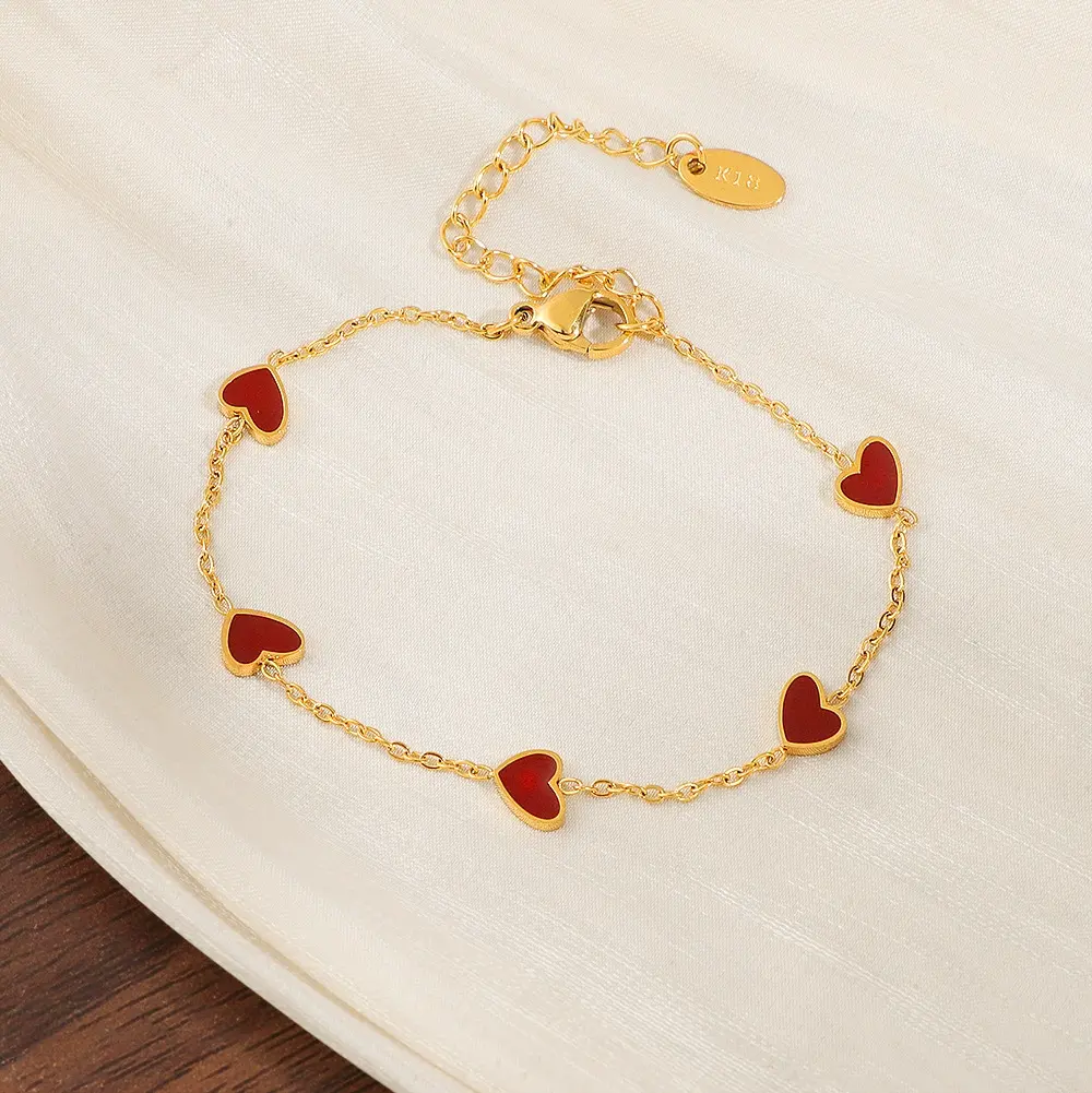 Red Shell Heart Bracelet