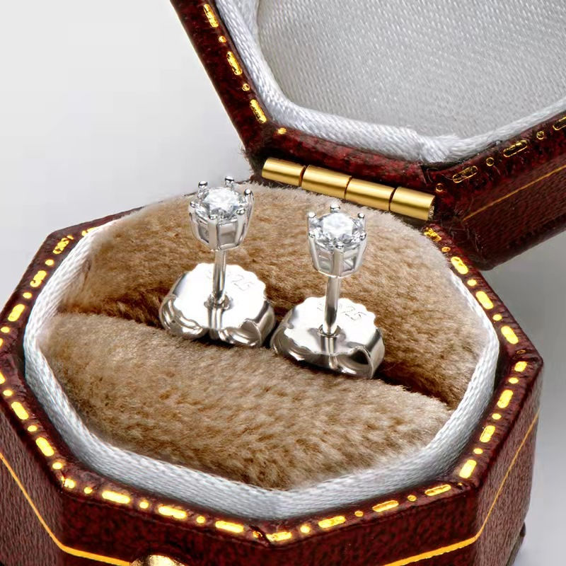 Thumbnail: Solitaire Moissanite Diamond Earrings