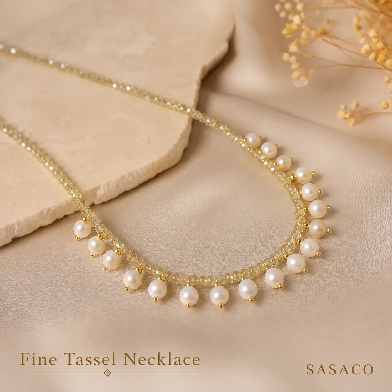 SASACO Butterfly Pearl Tassel Necklace