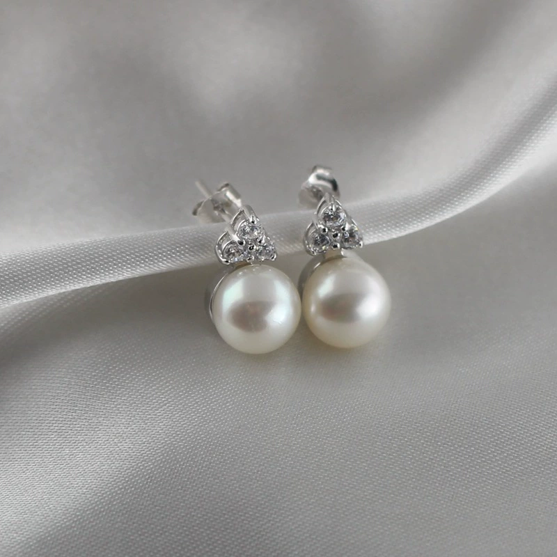 Moonlit Grace Button Pearl Freshwater Pearl Stud Earrings