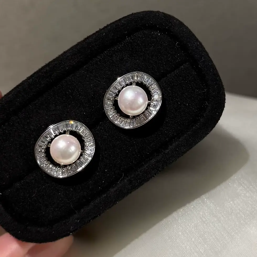 Serene Lustre Button Pearl Freshwater Pearl Stud Earrings
