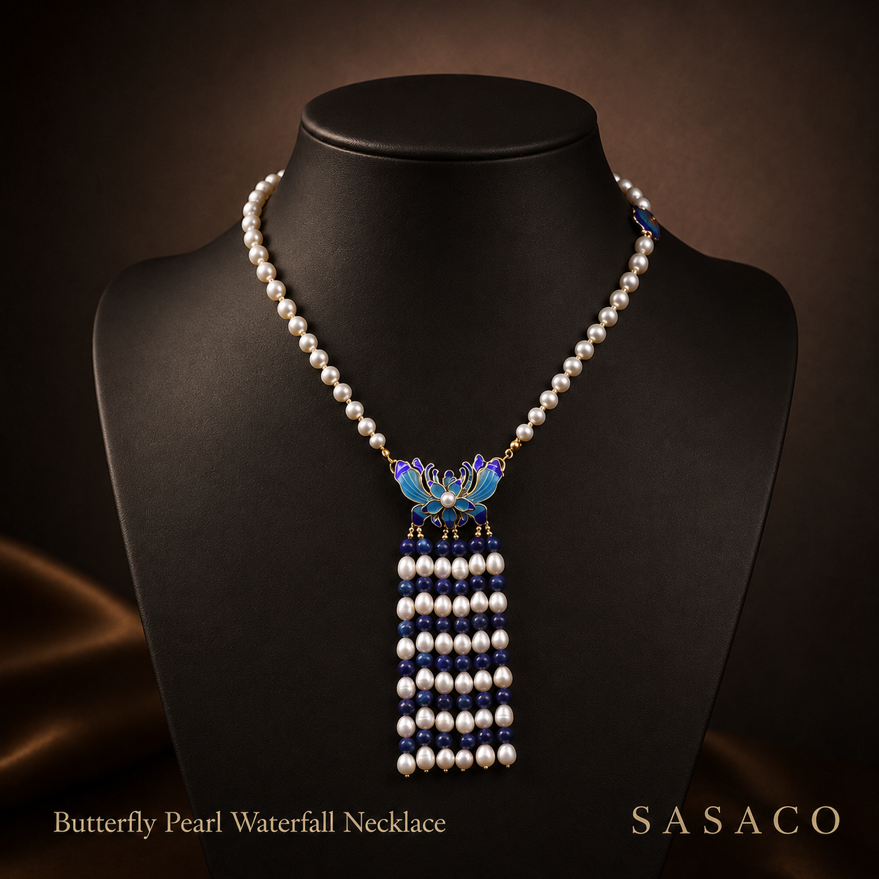 SASACO Single Pearl Tassel Necklace