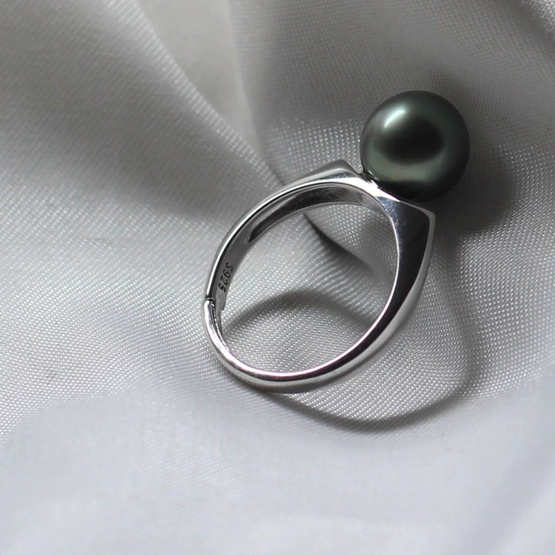 Moonlit Grace Midnight Freshwater Pearl Ring