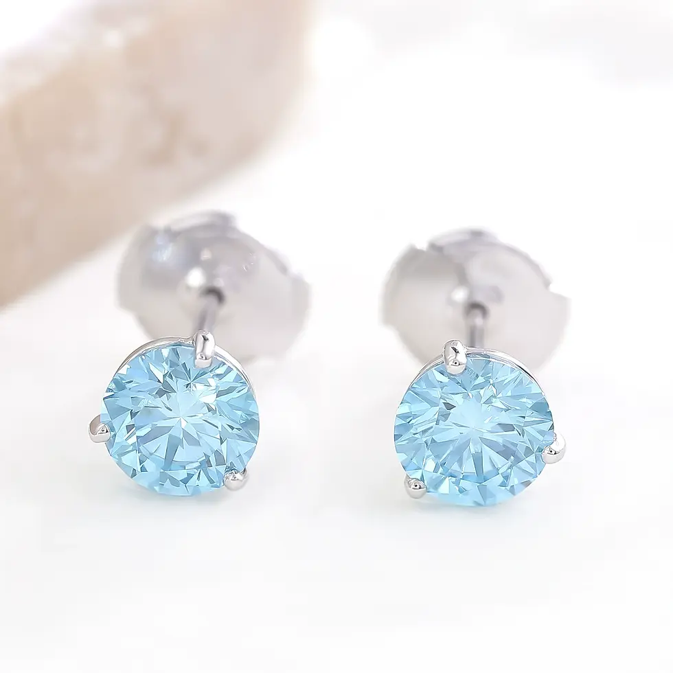 0.5ct Fancy Blue Lab-Grown Diamond Stud Earrings in 18K Gold
