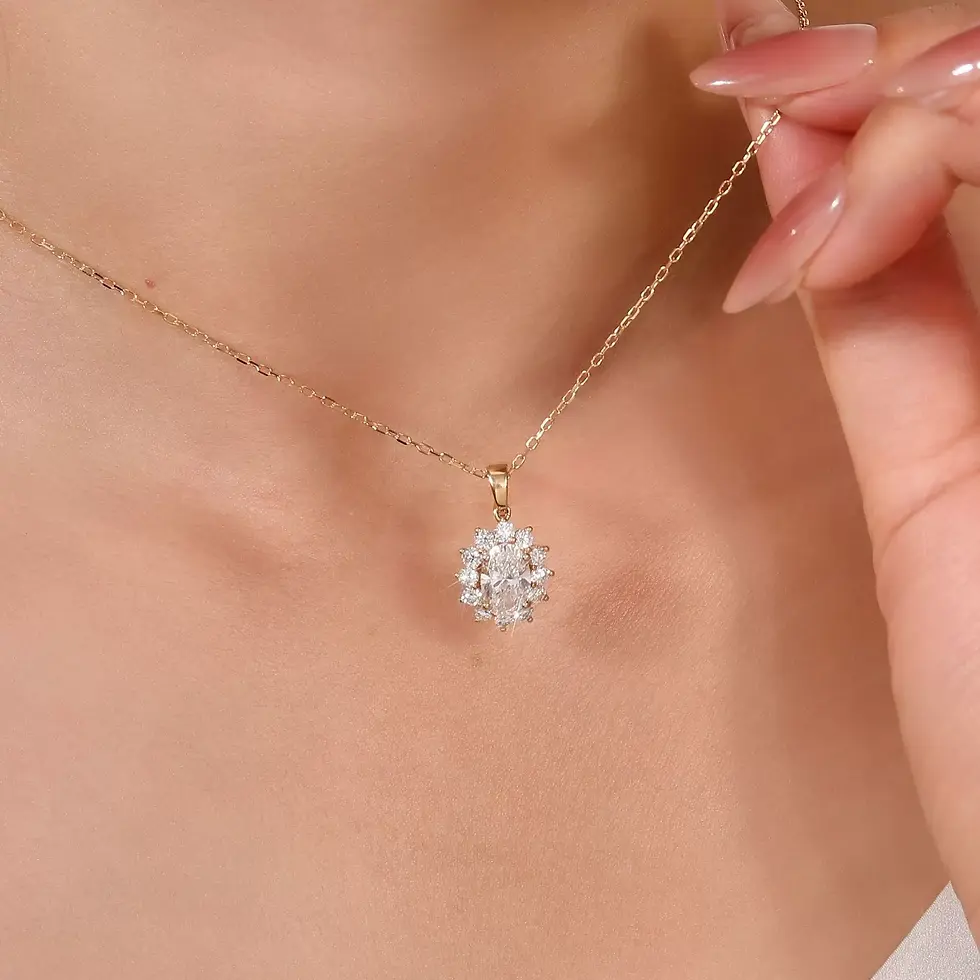 1ct Oval Lab-Grown Diamond Necklace in 18K Gold
