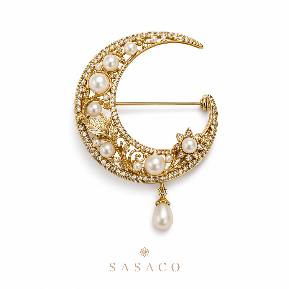 Chinese Lion Dance Pearl & Zircon Brooch - SASACO Pearl Jewellery