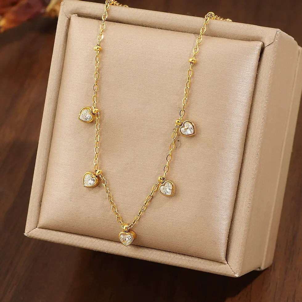 Five Heart Crystal Necklace