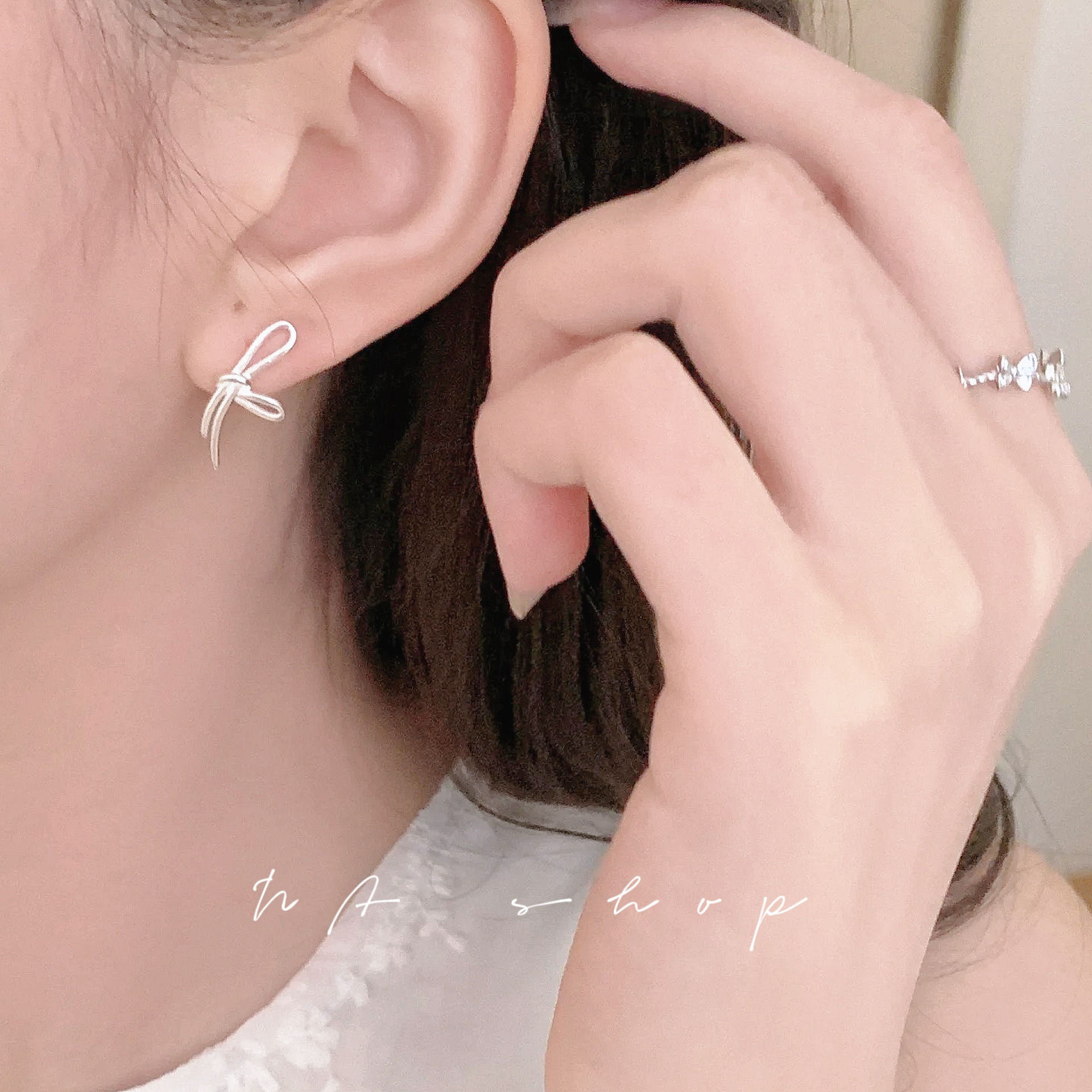 🤍線條綁帶耳針