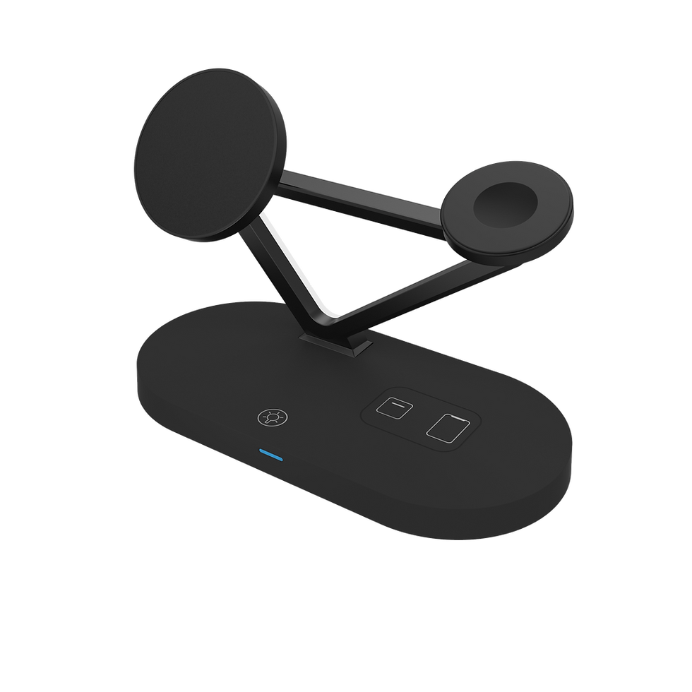 แท่นชาร์จไร้สายสำหรับไอโฟนสีดำ